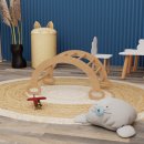 HAGO24 Kinder Kletterbogen Holz Piklerbogen Sprossengerüst Wippe Abenteuertunnel Montessori Natur Holz Kinderzimmer Tragkraft 50kg