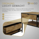 HAGO24 Couchtisch 100x54x45cm Eiche Optik Stahlgestell Schublade Zeitschriftenfach Wohnzimmer Aufbewahrung Wohnzimmertisch