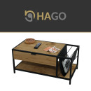 HAGO24 Couchtisch 100x54x45cm Eiche Optik Stahlgestell Schublade Zeitschriftenfach Wohnzimmer Aufbewahrung Wohnzimmertisch