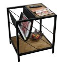 HAGO24 Beistelltisch 48x43x54cm Eiche Optik Holzplatte Stahlgestell Zeitschriftenfach Wohnzimmer Nachttisch Büro Ablage Bodenschoner