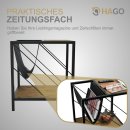 HAGO24 Beistelltisch 48x43x54cm Eiche Optik Holzplatte Stahlgestell Zeitschriftenfach Wohnzimmer Nachttisch Büro Ablage Bodenschoner