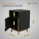 HAGO24 Nachttisch 40x40x62cm Holz Matt Grün Beistelltisch Boxspringbett Kiefer MDF Stauraum 2 Fächer Tür Schlafzimmer