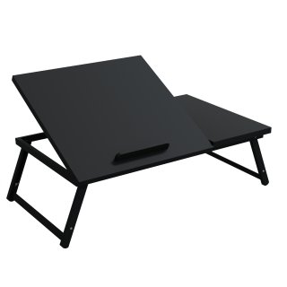 HAGO24 Laptoptisch 54x34cm Schwarz Lapdesk Notebooktisch Betttisch Laptop Tablett höhenverstellbar klappbar neigbar Ablage platzsparend