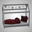 HAGO24 Kinderbett 70x140cm Grau Kinderhaus Bett...