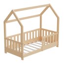 HAGO24 Kinderbett 70x140cm Natur Hausbett Dach...