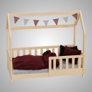 HAGO24 Kinderbett 70x140cm Natur Hausbett Dach...