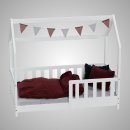 HAGO24 Kinderbett 70x140cm Weiß Hausbett Dach...