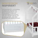 HAGO24 Kinderbett 70x140cm Weiß Hausbett Dach Rausfallschutz Massivholz Kiefer Spielbett Lattenrost Bodentief Montessori