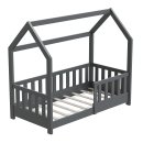 HAGO24 Kinderbett 70x140cm Grau Hausbett Dach...