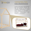 HAGO24 Kinderbett 80x160cm Natur Kinderhaus Bett Kiefernholz Hausoptik Dach Bodentiefer Einstieg Montessori Lattenrost Spielbett