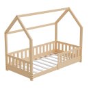 HAGO24 Kinderbett 80x160cm Natur Hausbett Dach...