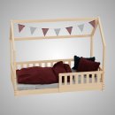 HAGO24 Kinderbett 80x160cm Natur Hausbett Dach...