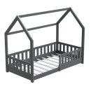 HAGO24 Kinderbett 80x160cm Grau Hausbett Dach...