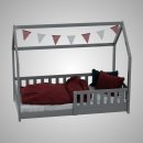 HAGO24 Kinderbett 80x160cm Grau Hausbett Dach...