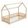 HAGO24 Kinderbett 90x200cm Natur Hausbett Dach Rausfallschutz Massivholz Kiefer Spielbett Lattenrost Bodentief Montessori