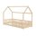 HAGO24 Kinderbett 90x200cm Natur Hausbett Dach Rausfallschutz Massivholz Kiefer Spielbett Lattenrost Bodentief Montessori