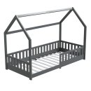 HAGO24 Kinderbett 90x200cm Grau Hausbett Dach...