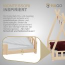 HAGO24 Kinderbett 160x80cm Natur Tipi Bettgestell Holzhaus Zeltoptik Rausfallschutz Lattenrost Kiefernholz Dekorierbar Montessori Stil Spielbett