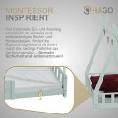 HAGO24 Kinderbett 160x80cm Mint Tipi Bettgestell Holzhaus Zeltoptik Rausfallschutz Lattenrost Kiefernholz Dekorierbar Montessori Stil Spielbett