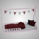 HAGO24 Kinderbett 200x90cm Rosa Tipi Bettgestell Holzhaus...