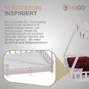 HAGO24 Kinderbett 200x90cm Rosa Tipi Bettgestell Holzhaus Zeltoptik Rausfallschutz Lattenrost Kiefernholz Dekorierbar Montessori Stil Spielbett