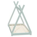 HAGO24 Kinderbett 140x70cm Mint Tipibett Holz Kiefer Bettgestell Tipi-Zelt Lattenrost Dekorierbar Spielbett Montessori-Stil