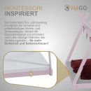 HAGO24 Kinderbett 140x70cm Rosa Tipibett Holz Kiefer Bettgestell Tipi-Zelt Lattenrost Dekorierbar Spielbett Montessori-Stil