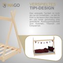 HAGO24 Kinderbett 160x80cm Natur Tipibett Holz Kiefer Bettgestell Tipi-Zelt Lattenrost Dekorierbar Spielbett Montessori-Stil