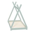 HAGO24 Kinderbett 160x80cm Mint Tipibett Holz Kiefer Bettgestell Tipi-Zelt Lattenrost Dekorierbar Spielbett Montessori-Stil