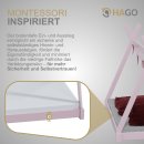 HAGO24 Kinderbett 160x80cm Rosa Tipibett Holz Kiefer Bettgestell Tipi-Zelt Lattenrost Dekorierbar Spielbett Montessori-Stil