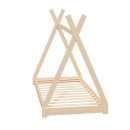 HAGO24 Kinderbett 200x90cm Natur Tipibett Holz Kiefer Bettgestell Tipi-Zelt Lattenrost Dekorierbar Spielbett Montessori-Stil