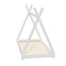 HAGO24 Kinderbett 200x90cm Weiß Tipibett Holz Kiefer Bettgestell Tipi-Zelt Lattenrost Dekorierbar Spielbett Montessori-Stil