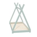 HAGO24 Kinderbett 200x90cm Mint Tipibett Holz Kiefer Bettgestell Tipi-Zelt Lattenrost Dekorierbar Spielbett Montessori-Stil