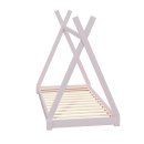 HAGO24 Kinderbett 200x90cm Rosa Tipibett Holz Kiefer Bettgestell Tipi-Zelt Lattenrost Dekorierbar Spielbett Montessori-Stil