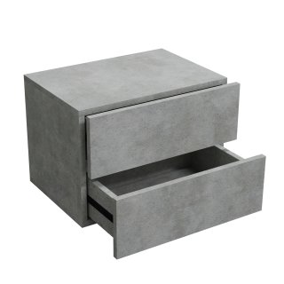 HAGO24 Nachttisch 24x29x30cm Beton 2 Schubladen schwebend Wandregal Hängeschrank Kommode Nachtschrank Nachtkonsole MDF Wandmontage