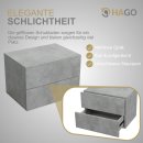 HAGO24 Nachttisch 24x29x30cm Beton 2 Schubladen schwebend Wandregal Hängeschrank Kommode Nachtschrank Nachtkonsole MDF Wandmontage