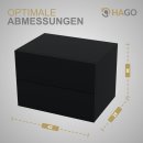 HAGO24 Nachttisch 24x29x30cm Schwarz matt 2 Schubladen schwebend Wandregal Hängeschrank Kommode Nachtschrank Nachtkonsole MDF Wandmontage