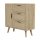 HAGO24 Kommode 74x76x30cm Schubladenschrank Holz Rattanfront Eicheoptik Sonoma Sideboard Schrank Anrichte Softclose Massivholzfüße