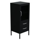 HAGO24 Vitrinenschrank Bücherschrank Standvitrine Hochschrank Metall Industrie Design Schwarz Schubladen Glasfront