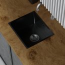HAGO24 Edelstahl Einbauspüle 40x34cm Anthrazit Küchenspüle Spülbecken Schallschutz Kondensschutz Ablaufgarnitur Siphon