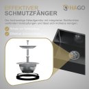 HAGO24 Edelstahl Einbauspüle 40x34cm Anthrazit Küchenspüle Spülbecken Schallschutz Kondensschutz Ablaufgarnitur Siphon