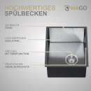 HAGO24 Edelstahl Einbauspüle 40x34cm Anthrazit Küchenspüle Spülbecken Schallschutz Kondensschutz Ablaufgarnitur Siphon