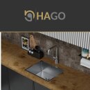 HAGO24 Edelstahl Einbauspüle 50x40cm Silber Küchenspüle Spülbecken Schallschutz Kondensschutz Ablaufgarnitur Siphon