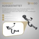 HAGO24 Edelstahl Einbauspüle 50x40cm Silber Küchenspüle Spülbecken Schallschutz Kondensschutz Ablaufgarnitur Siphon