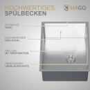HAGO24 Edelstahl Einbauspüle 50x40cm Silber Küchenspüle Spülbecken Schallschutz Kondensschutz Ablaufgarnitur Siphon