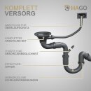 HAGO24 Edelstahl Einbauspüle 50x40cm Anthrazit Küchenspüle Spülbecken Schallschutz Kondensschutz Ablaufgarnitur Siphon
