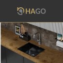 HAGO24 Edelstahl Einbauspüle 50x40cm Anthrazit Küchenspüle Spülbecken Schallschutz Kondensschutz Ablaufgarnitur Siphon