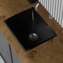 HAGO24 Edelstahl Einbauspüle 50x40cm Anthrazit Küchenspüle Spülbecken Schallschutz Kondensschutz Ablaufgarnitur Siphon