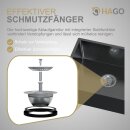 HAGO24 Edelstahl Einbauspüle 50x40cm Anthrazit Küchenspüle Spülbecken Schallschutz Kondensschutz Ablaufgarnitur Siphon