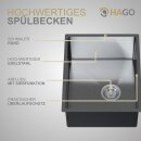 HAGO24 Edelstahl Einbauspüle 50x40cm Anthrazit Küchenspüle Spülbecken Schallschutz Kondensschutz Ablaufgarnitur Siphon